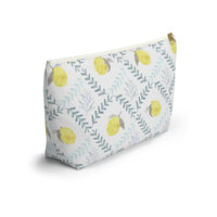 Lemon Tile Accessory Pouch w T-bottom in Aqua